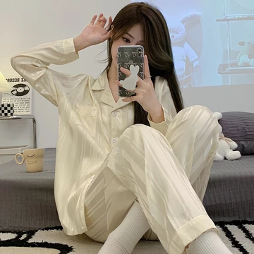 Ringan Adem Series Baju Tidur Wanita Dewasa Kyara Long Sleepwear Piyama Set Satin Silk Setelan