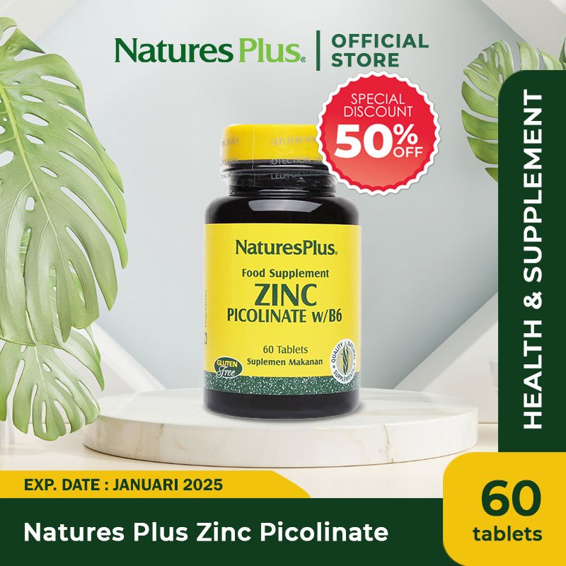 Jual Natures Plus Zinc Picolinate W/B6 60 Tablets [Exp.01/25] Shopee Indonesia