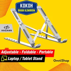 HAGANN LAC 005 Laptop Stand Holder Bracket Portable Foldable Alumunium Dudukan Laptop Anti Slip