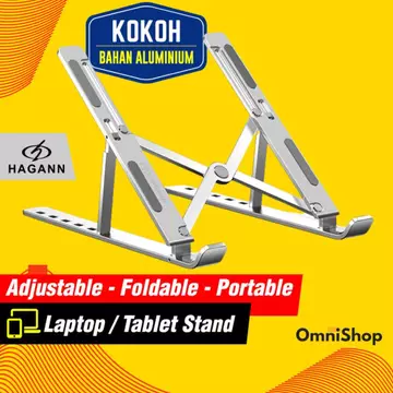 HAGANN LAC 005 Laptop Stand Holder Bracket Portable Foldable Alumunium Dudukan Laptop Anti Slip