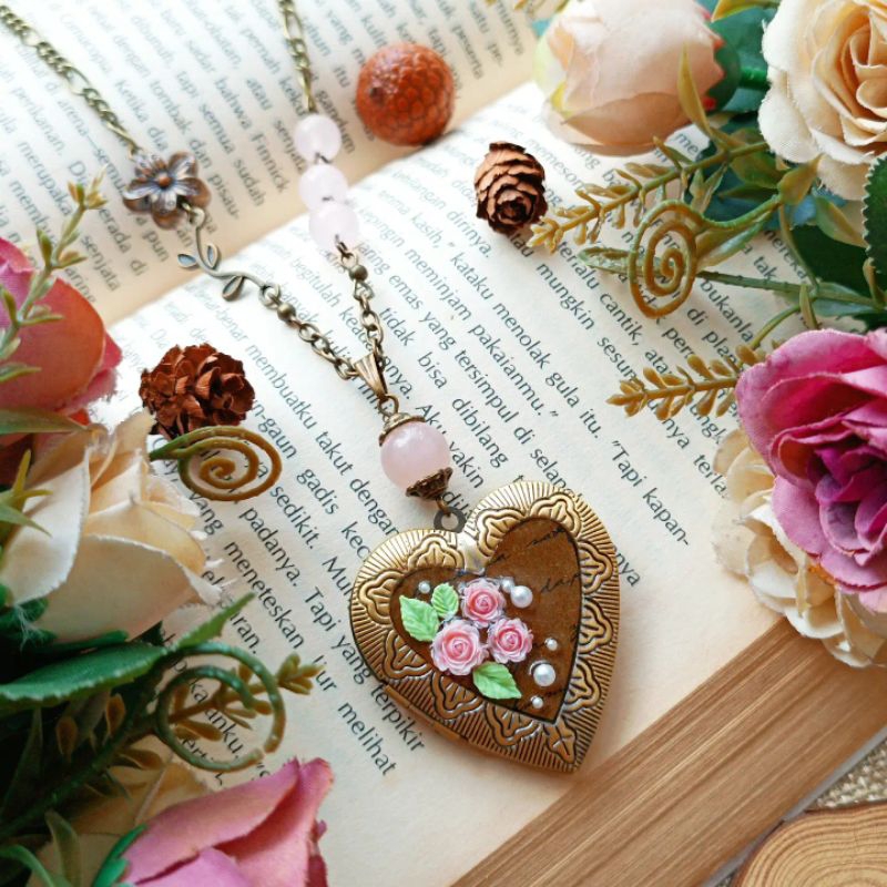 Jual Kalung Liontin Loket Foto Locket Pendant Necklace Love Rosie ...