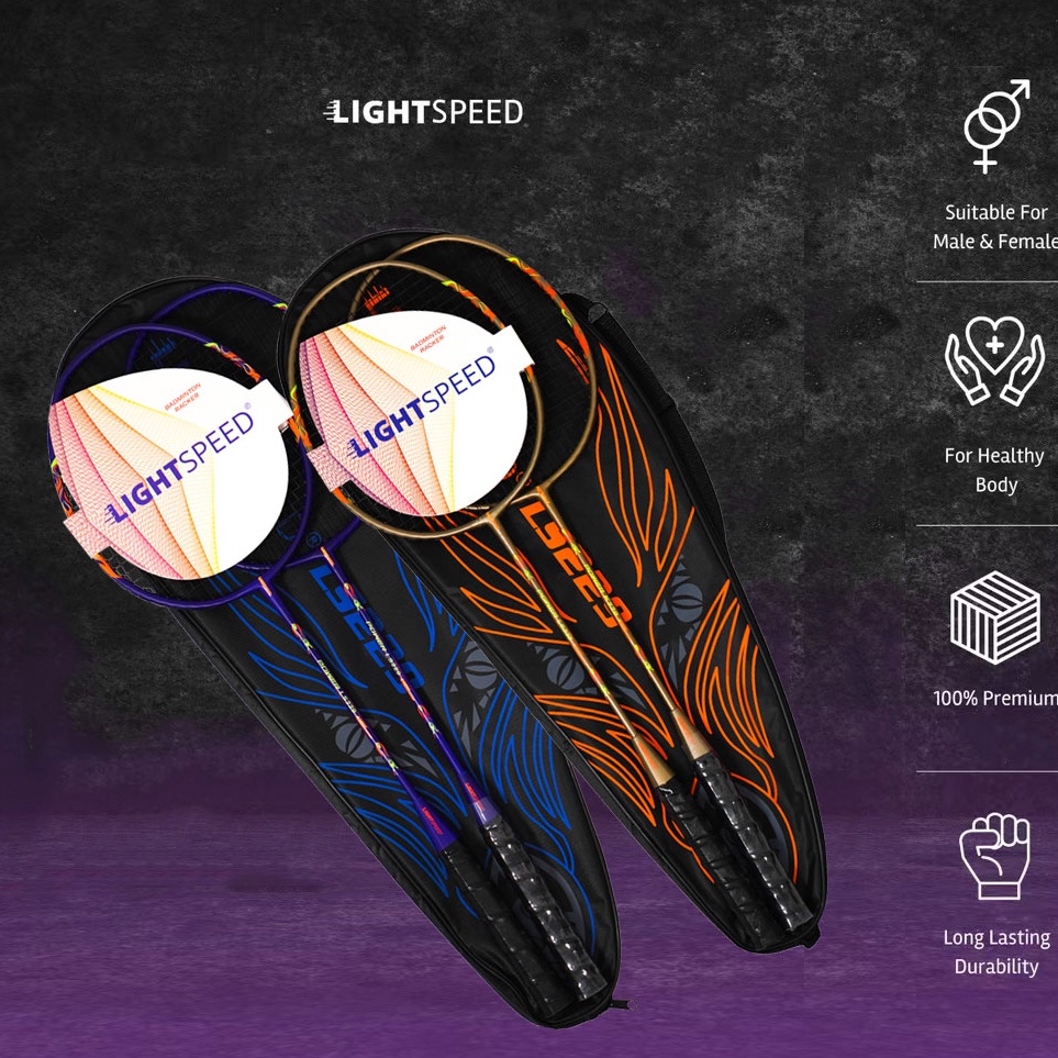 Jual Best Promote LIGHTSPEED RAKET BADMINTON RAKET BULU TANGKIS ISI 2 ...