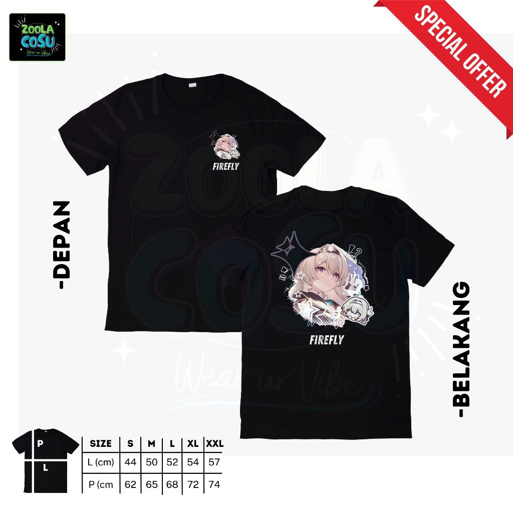 Jual Kaos Custom Anime HSR Honkai Star Rail Fire Fly V4 | Shopee Indonesia