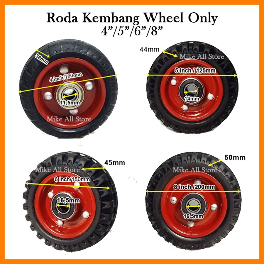 Jual Roda Karet Kembang Heavy Duty Inch Troli Gerobak Wheel