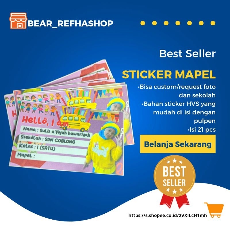 Jual Sticker Mapel Bebas request foto nama dan sekolah/free design ...