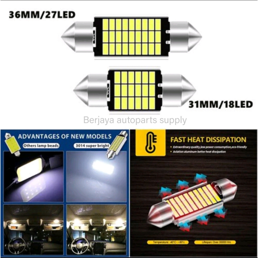 BBT 3-Pack Marine Grade 31mm 12V Cool White LED Festoon Bulbs – Super Bright Interior/Utility Lights