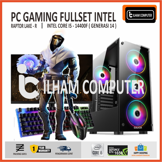Jual PC GAMING FULL SET INTEL CORE I5 14400F VGA GTX1650 4GB DDR5 16GB ...