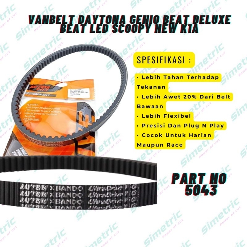 Jual Vanbelt Only Genio Beat Deluxe Original Daytona Racing Vbelt V