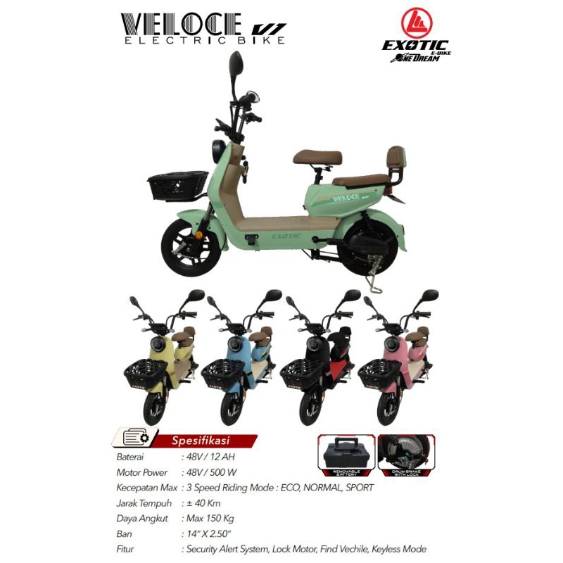 SEPEDA LISTRIK VELOCE 1 PACIFIC ElEKTRICE BIKE 500 WATT