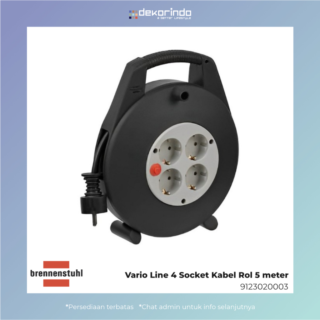 Jual BRENNENSTUHL - VARIO LINE 4 SOCKET KABEL ROL 5 METER - 9123020003 ...