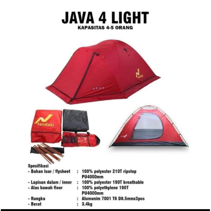 Jual TENDAKI JAVA 4 LIGHT BORNEO 4 ALMOND, MERAH, TOSCA, ORANGE, YELLOW ...