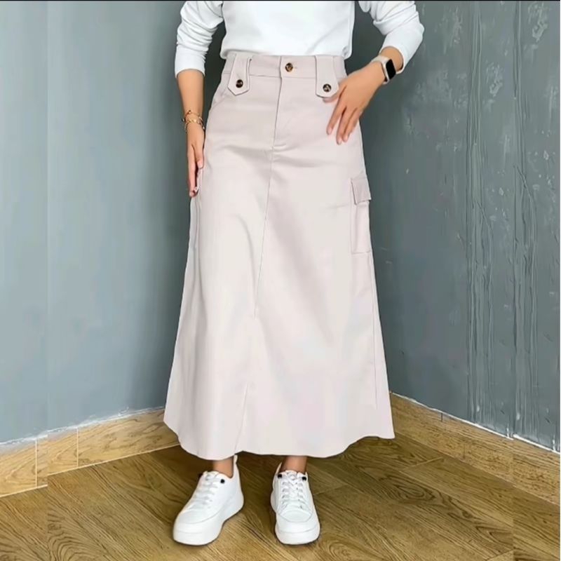 Jual Lemon - Rok Cargo Wanita Skirt Panjang Standar Jumbo Katun Twill ...