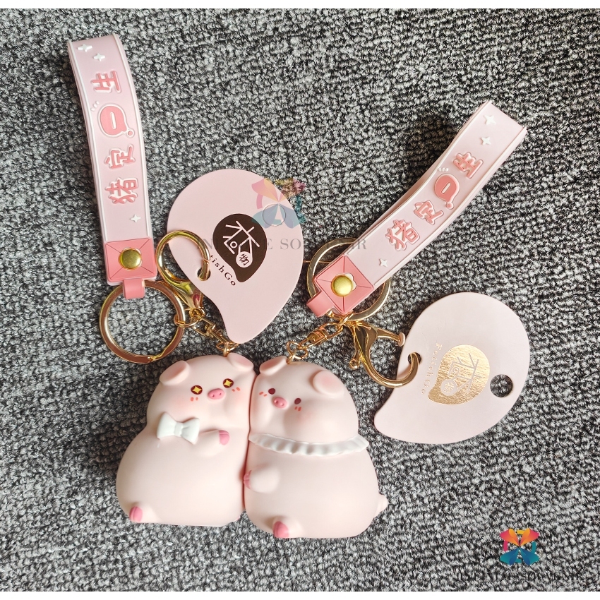 Jual gantungan kunci keychain couple babi bebek panda | Shopee Indonesia