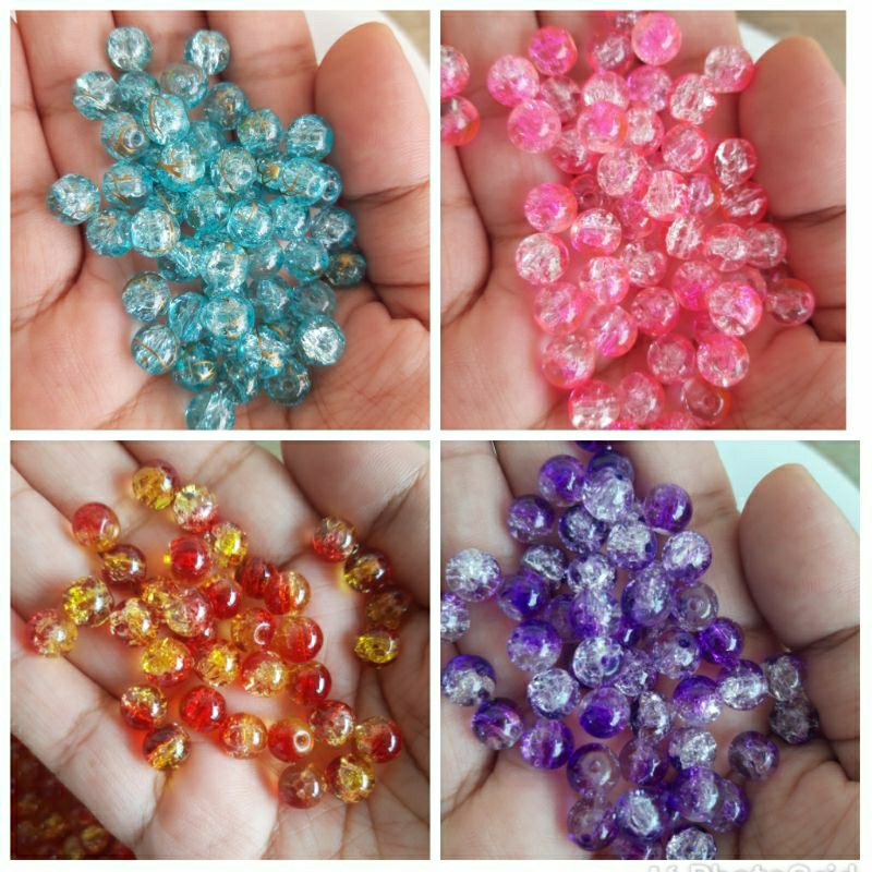 Jual 50 butir bahan kaca manik retak / manik krek/ mote diy | Shopee ...