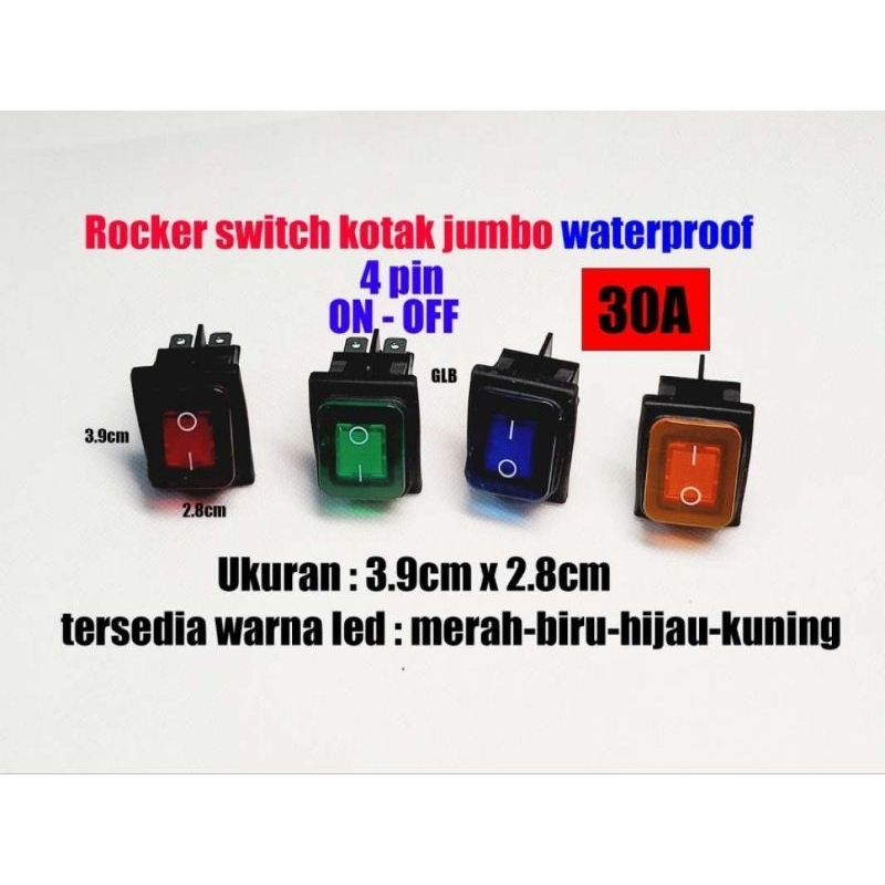 Jual Saklar 4 Kaki On Off 30A Waterproof / Switch 4 Pin 30A Besar Anti ...