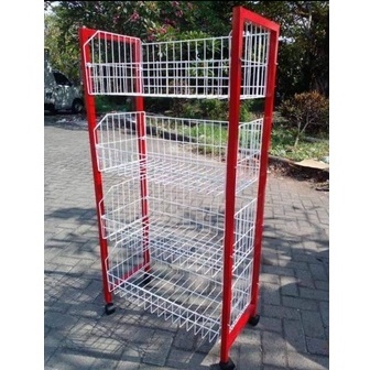 Jual Rak Ciki Besi/ Rak Serbaguna Mini Market / Rak Display Roda Susun ...