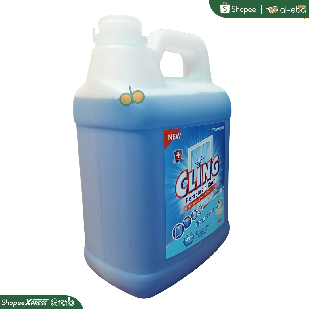 Jual Cling Biru Cairan pembersih Kaca galonan 4 liter Glass cleaner ...