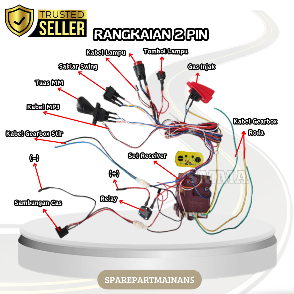 Jual SMA5 || 1 Set Mesin 2 Pin 12V Mobil Mainan Aki tinggal pasang PMB ...