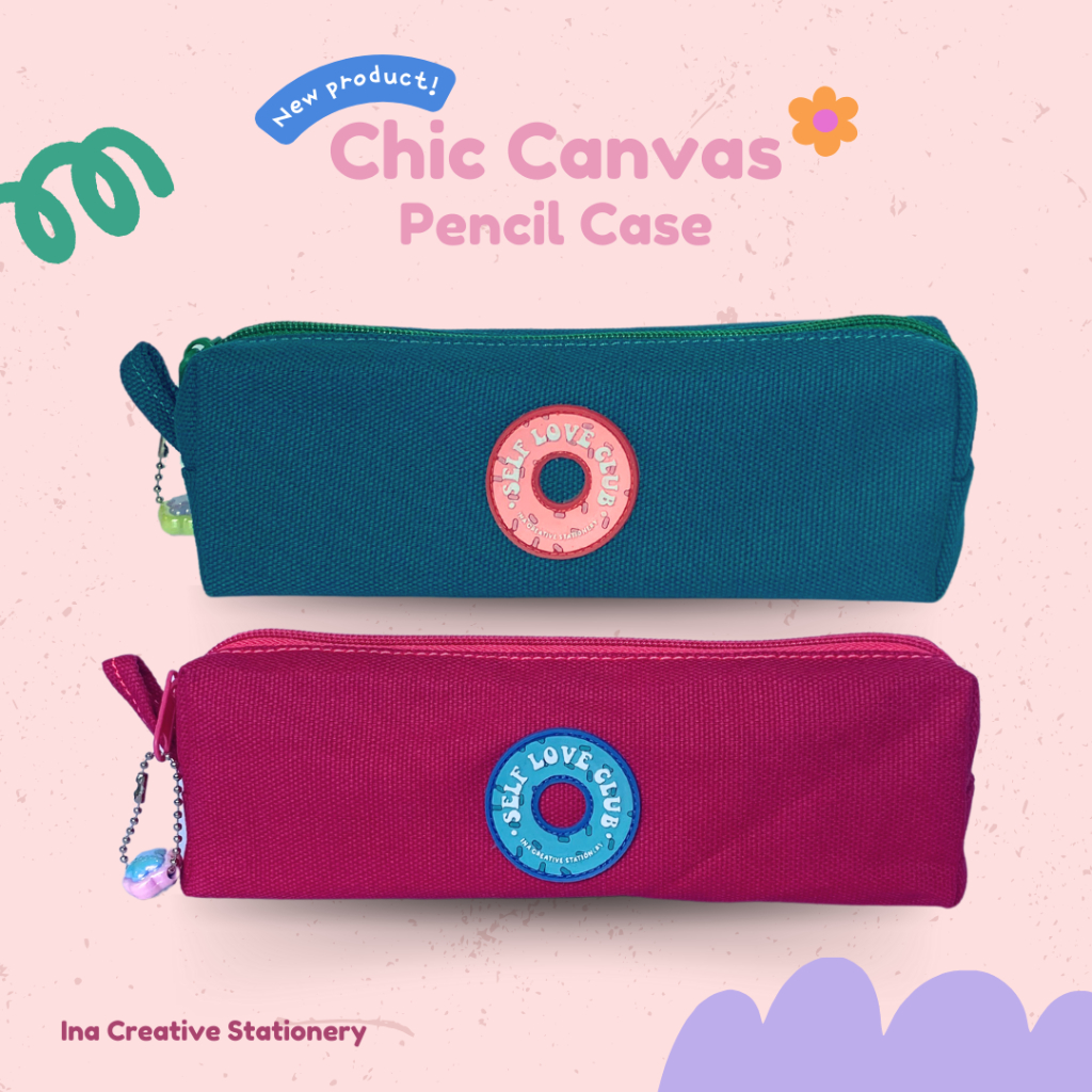Jual Pencil Case Canvas with Rubber Ina Creative| Pencil Box| Pencil ...