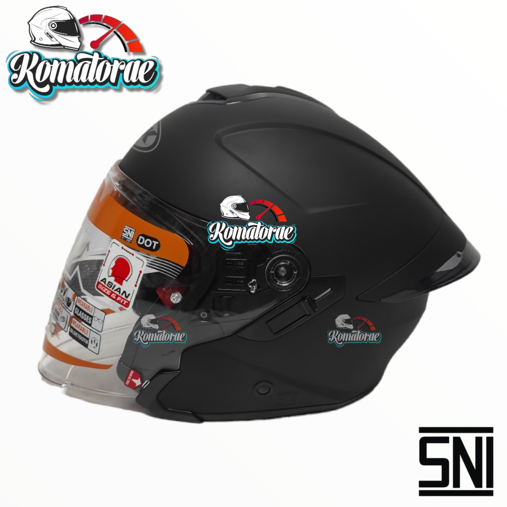 Jual HELM INK TERRA 2 SOLID BLACK MATT DOUBLE VISOR HALF FACE | Shopee ...