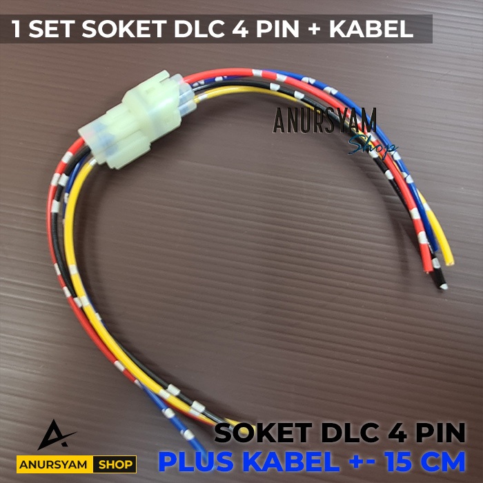 Jual 1 Set Soket DLC 4 Pin dengan Kabel Male Female / 1 Pasang Socket ...