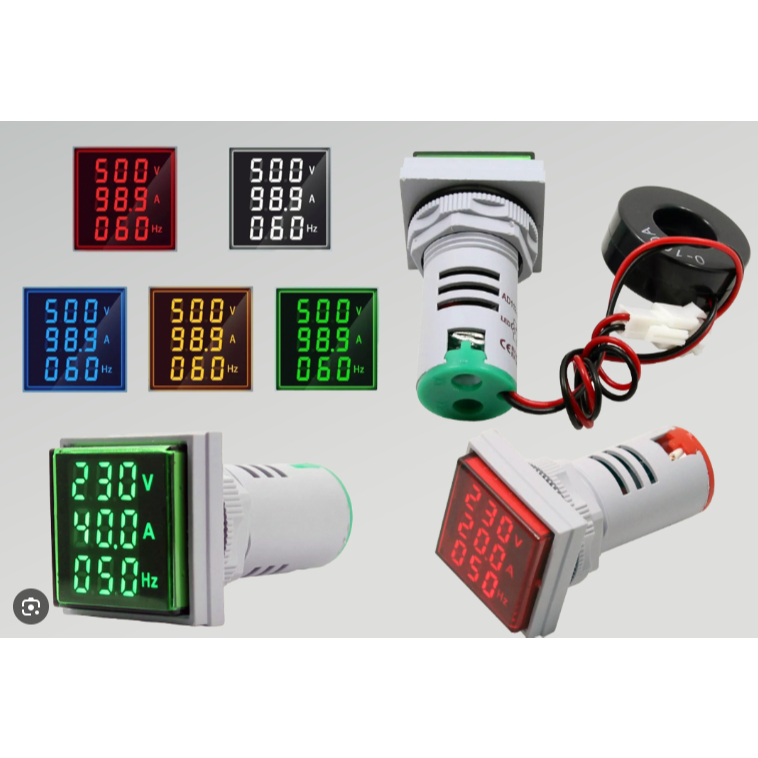 Jual Pilot LED Volt Amper Meter 22mm Voltmeter Ampermeter Panel Listrik ...