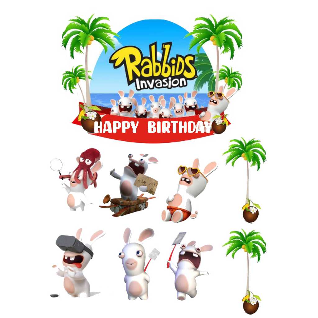 Jual TOPPER CAKE ULANG TAHUN / HIASAN KUE RABBIDS INVASION | Shopee ...