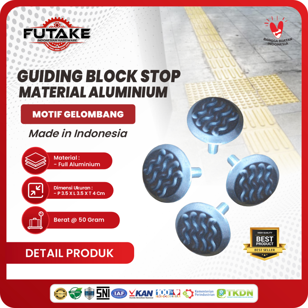 Jual GUIDING BLOCK ALUMUNIUM STOP MOTIF GELOMBANG JALUR PEMANDU DIFABEL ...
