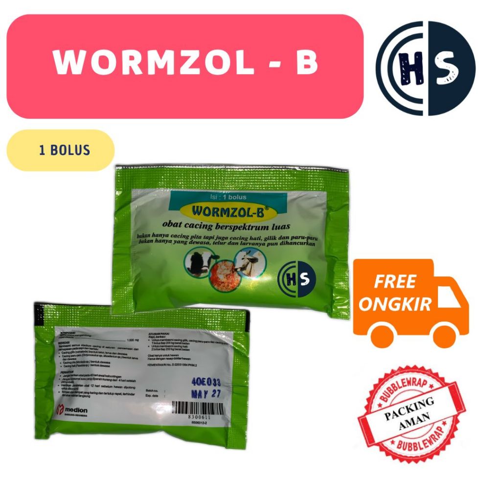 Jual WORMZOL B 1 BOLUS SACHET - Obat Cacing Cacingan Sapi Kerbau Kuda ...