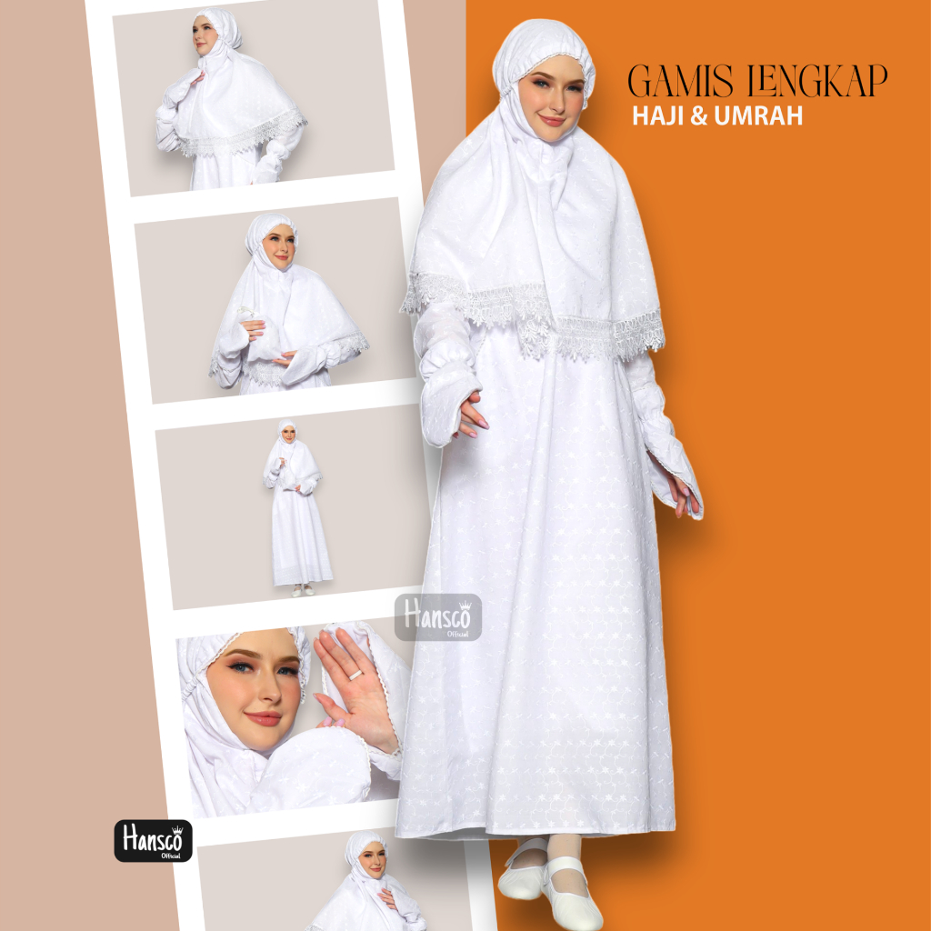 Jual Baju Umroh Wanita Set Gamis Ihram Lengkap Putih Bordir ...