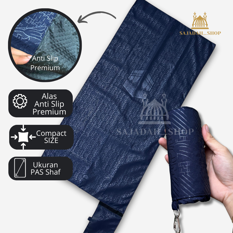 Sajadah Travel Black Star ANTI SLIP GULUNG Premium Rollstar Series Acichank Turkey antislip
