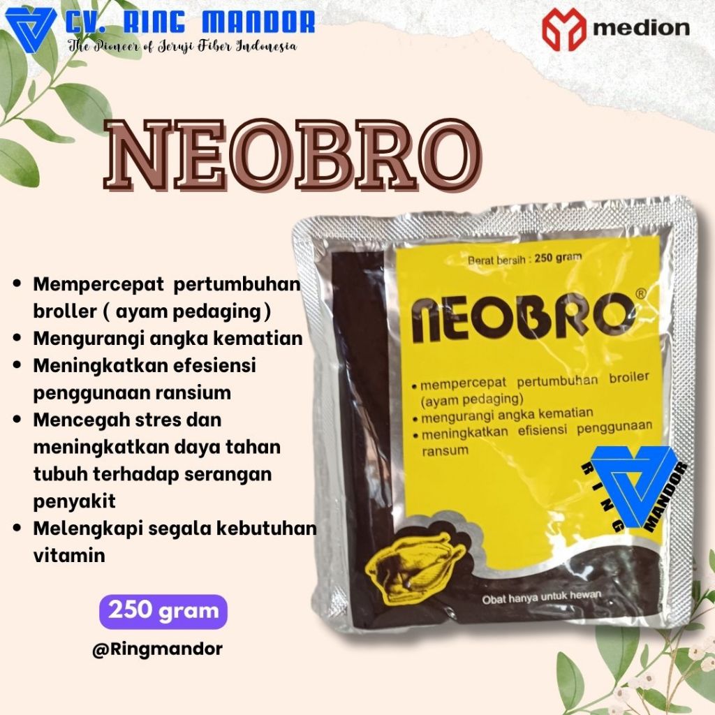 Jual NEOBRO 250 Gram MEDION Vitamin Penambah Berat Penggemuk Ayam ...