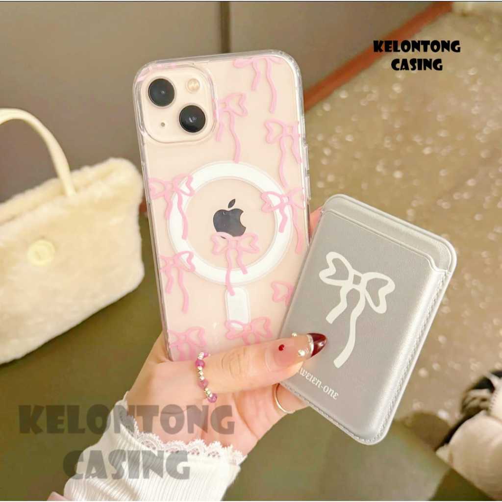 Jual CARD HOLDER & POP SOCKET RIBBON MAGSAFE CLEAR CASE RIBBON PINK FOR ...