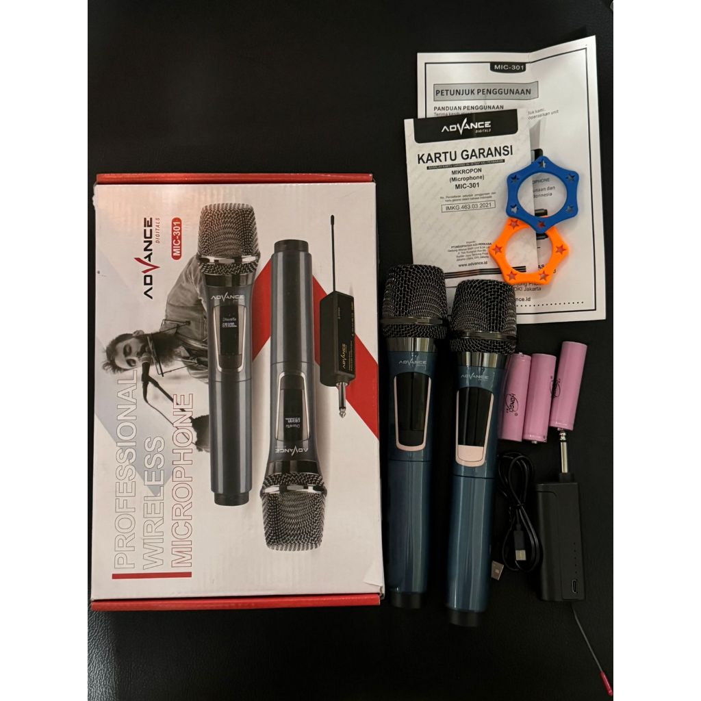 Jual MIC WIRELESS DOUBLE ISI 2 MIC PROFESSIONAL KARAOKE MIC 201 301 401 ...