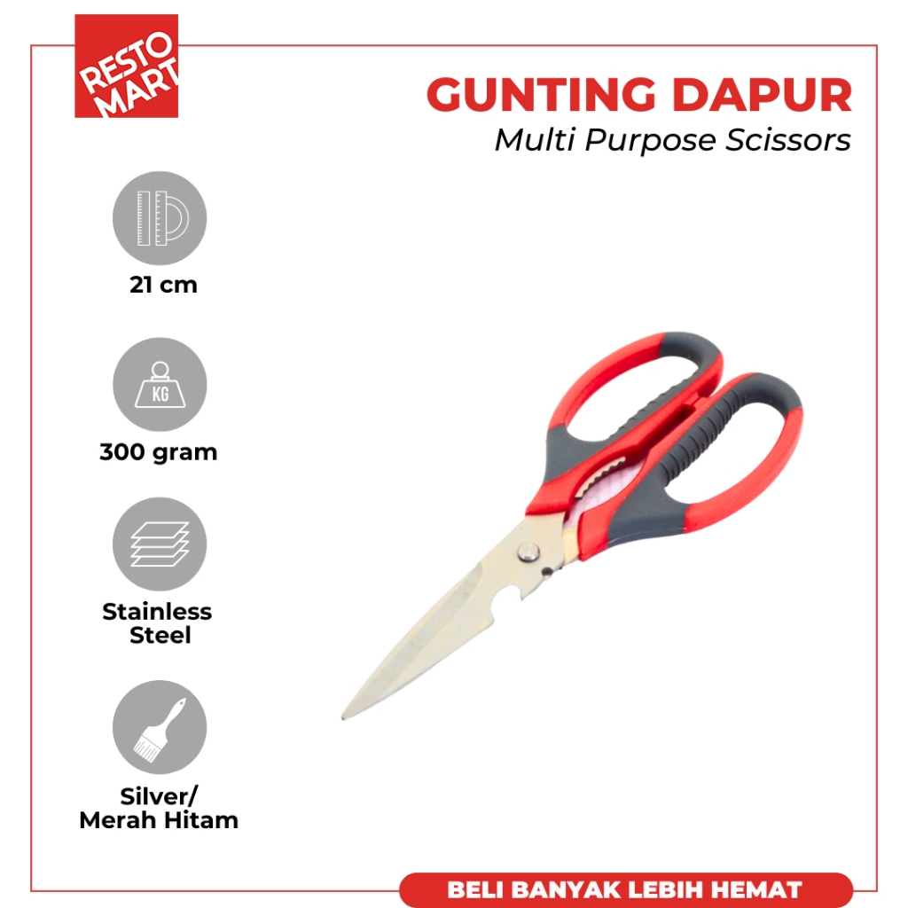 Jual Gunting Dapur / Multi Purpose Scissors RESTOMART Stainless Steel ...
