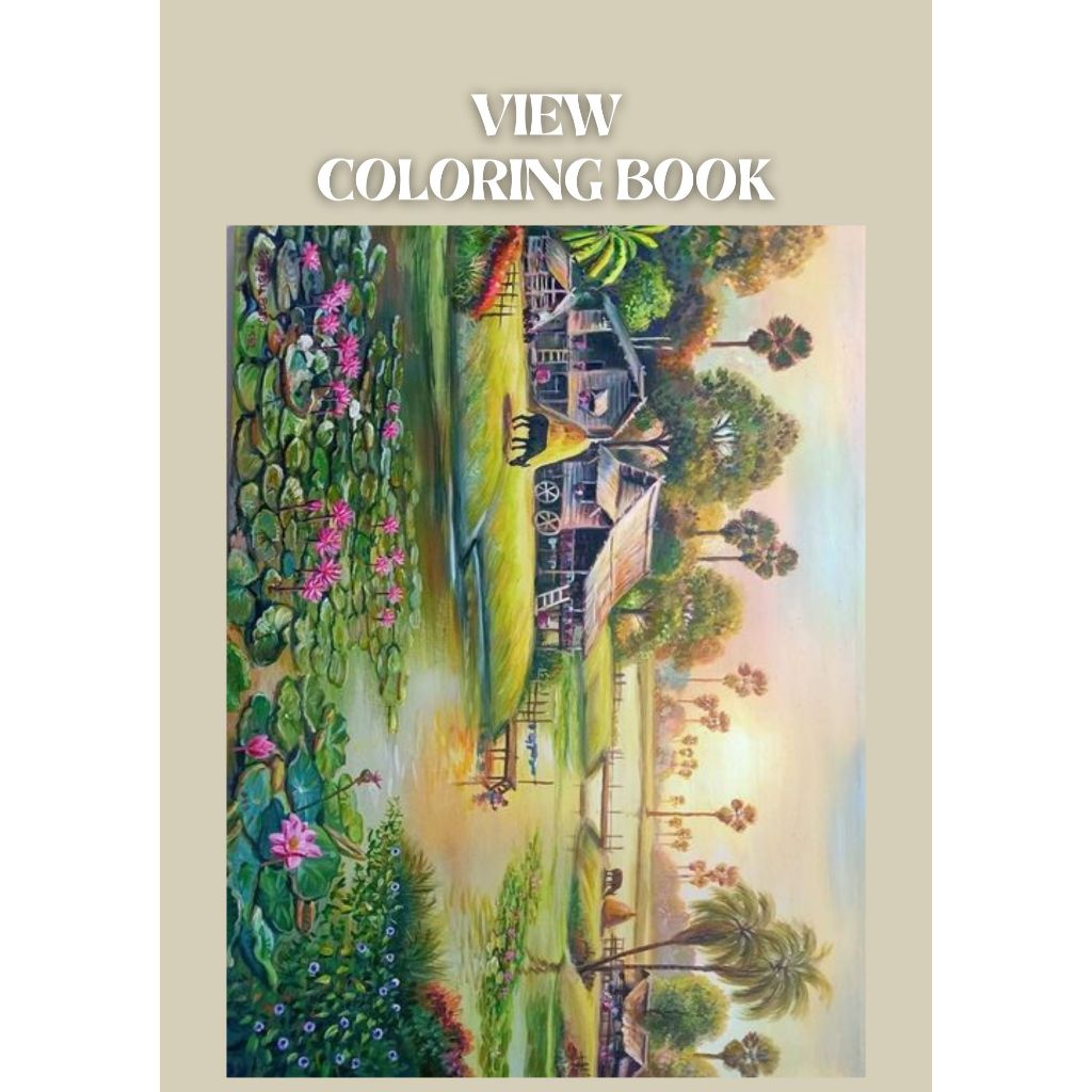 Jual PANORAMA Coloring Book Aesthetic Sketsa Gambar Hitam Putih Buku