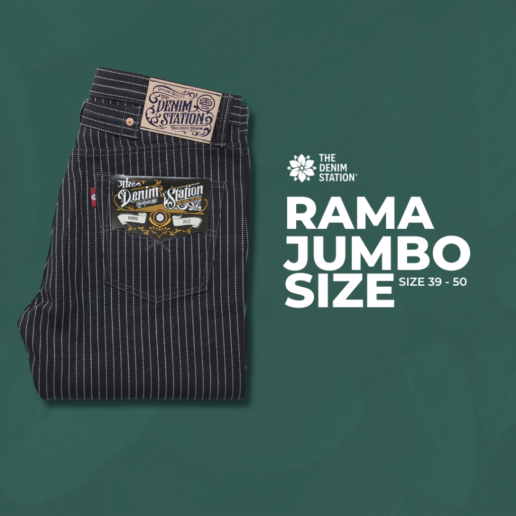 Jual The Denim Station - RAMA Indigo Wabash Stripe Pants (BIG SIZE ...