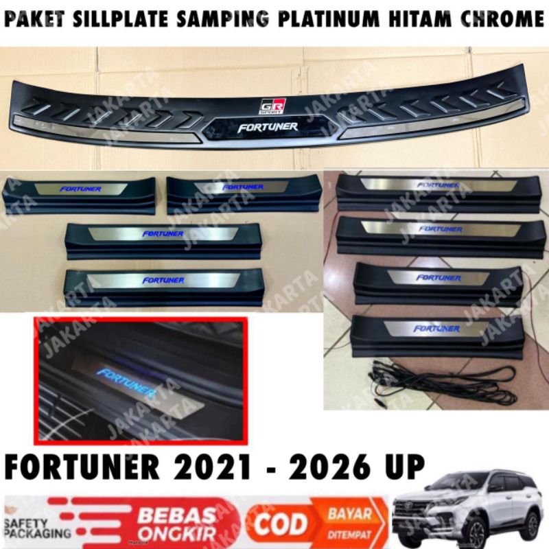 Jual Paket Sillplate Samping Belakang Fortuner Platinum Hitam Lampu Non