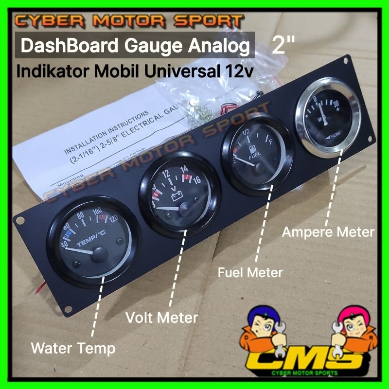 Jual Indikator mobil Temperature plus fuel meter universal ampere ...