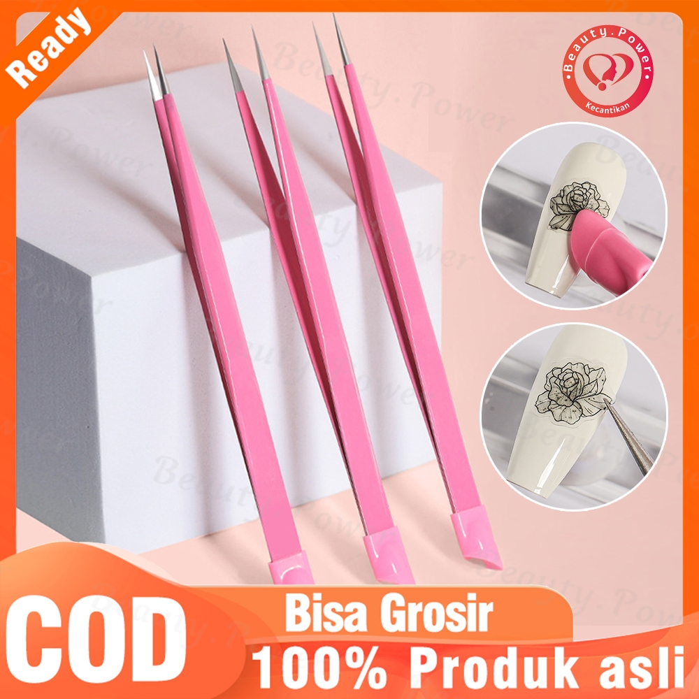 Jual 1 Pcs Pinset Stiker Kuku Pinset Lurus Pinset Baja dengan Silikon ...