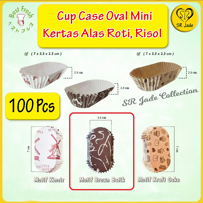 Jual [100 pcs] Kertas Alas Risol Risoles Roti Kue Cup Case Oval Mini ...