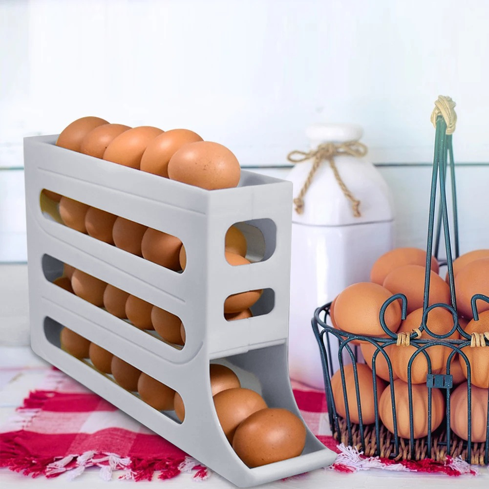 Jual Rak Penyimpanan Telur 4 Tingkat Gulir Otomatis 30 Butir Praktis ...