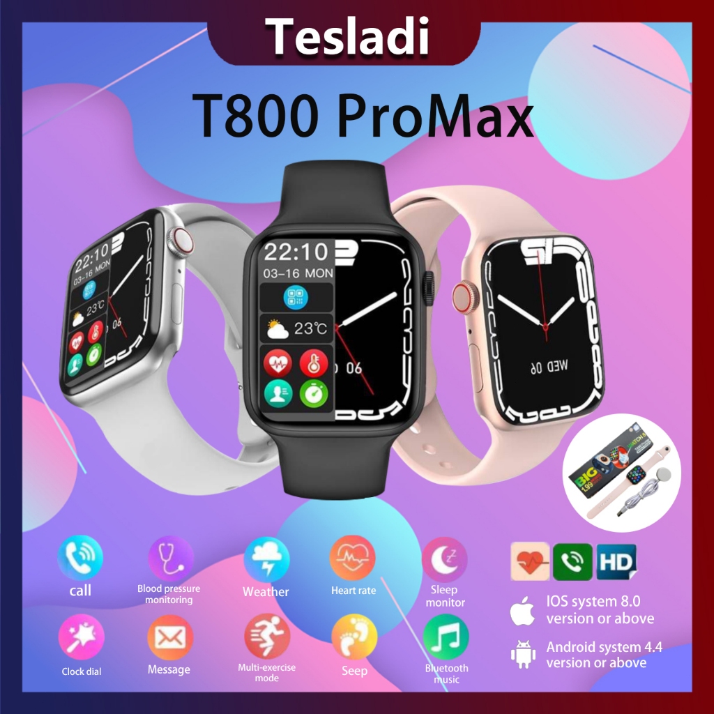 Tesladi Smart Watch T800 Pro Max Bluetooth Smartwatch inch HD Screen  Full Touch Bisa Phone Call IP68 Waterproof Heart Rate Monitor SmartWatch