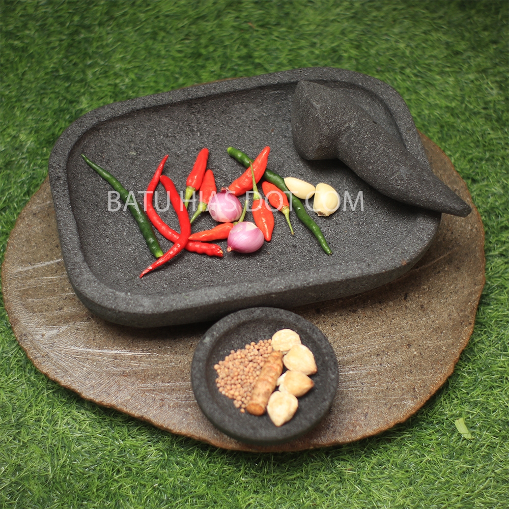 Jual Cobek dan Ulekan Batu Lava Kuat Grade A Persegi Panjang FREE Cobek ...