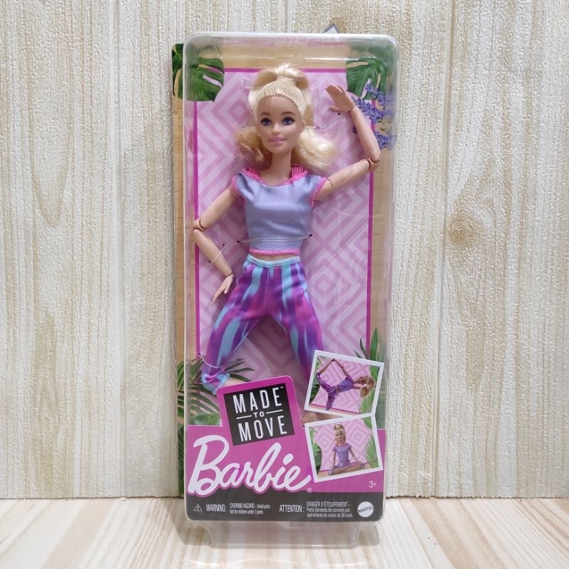 Boneka Barbie Made To Move Doll With 22 Flexible Joints Long Blonde  Ponytail Wearing Athleisure