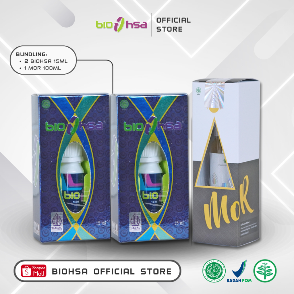 Jual BIO HSA & MOR [Bundling 2 Jamu Tetes BioHSA 15ml + 1 Minyak MOR ...