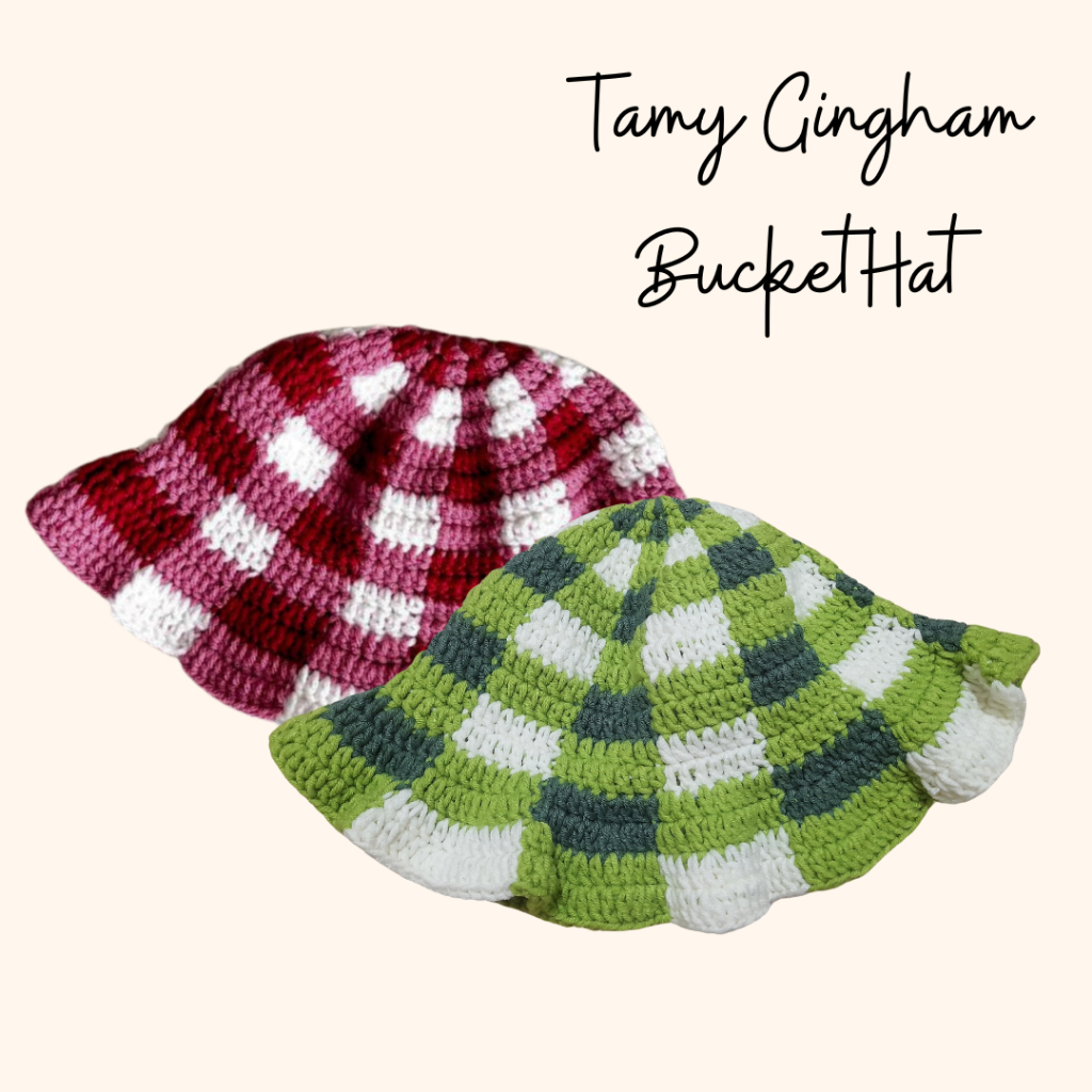 Jual GINGHAM BUCKETHAT CROCHET / TOPI RAJUT HANDMADE by Fluffy Tuffy ...