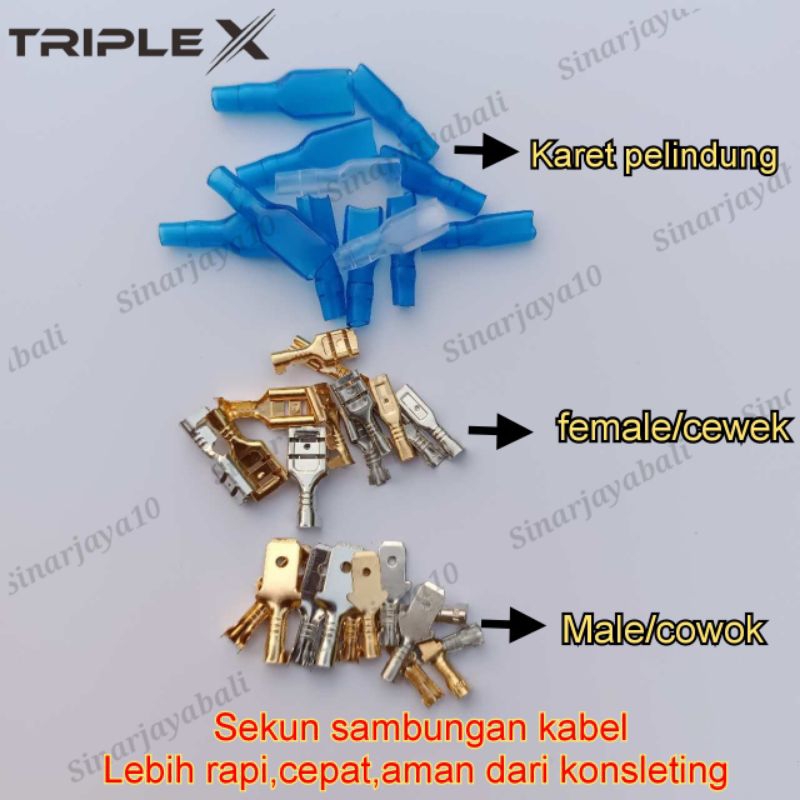 Jual sekun kabel pipih gepeng kecil sedang besar motor mobil 2,8 4,8 6 ...