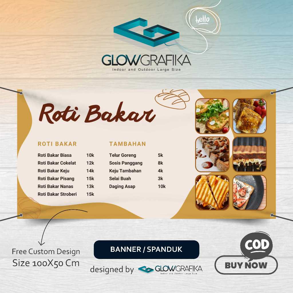 Jual Cetak Spanduk Banner Custom Cokelat Sederhana Abstrak Menu Roti ...