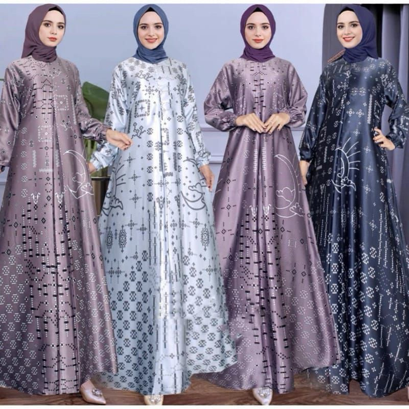 Jual Gamis Silk Premium |Gamis Silk Motif |Gamis Wanita Muslimah |Gamis